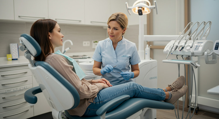 In-office teeth whitening treatment.