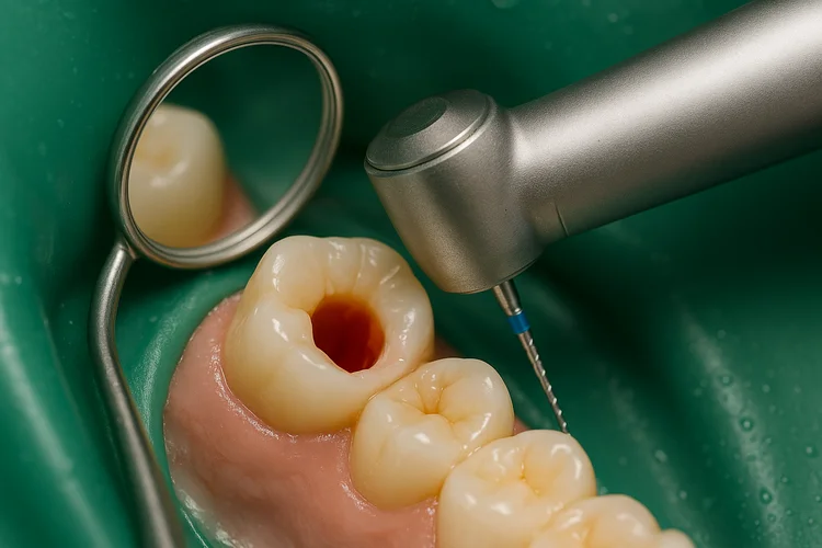 A closeup picture of root canal procedure