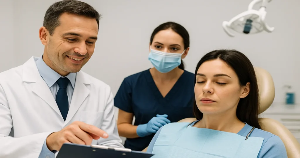 A picture of a dentist getting ready for a root canal procedure