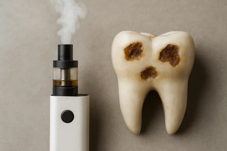A picture representing vape's oral health damaging