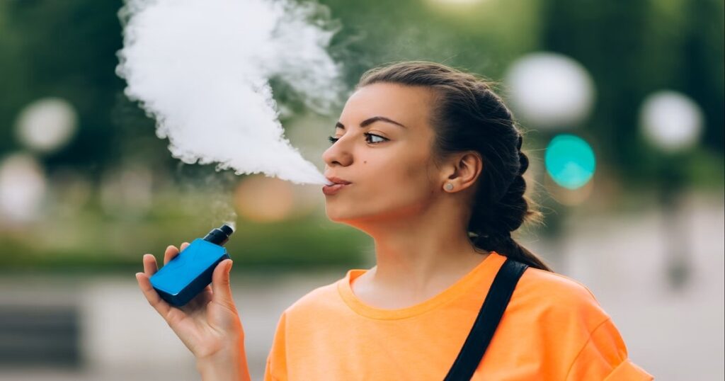 A picture of a teenager vaping