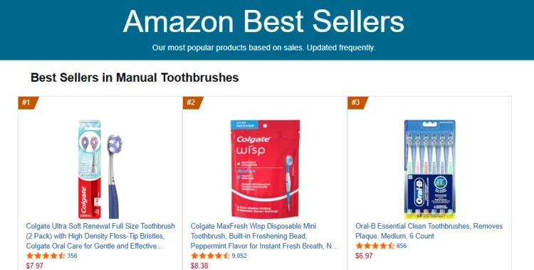 A picture of the best selling toothbrushes in canada