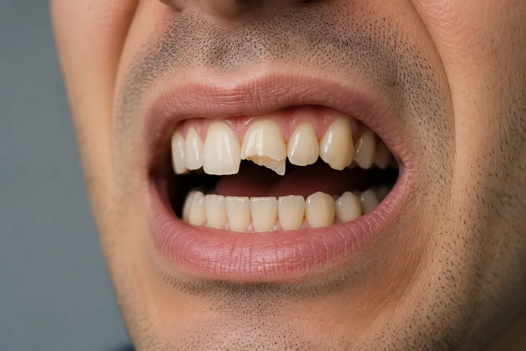 A picture of a man with broken tooth