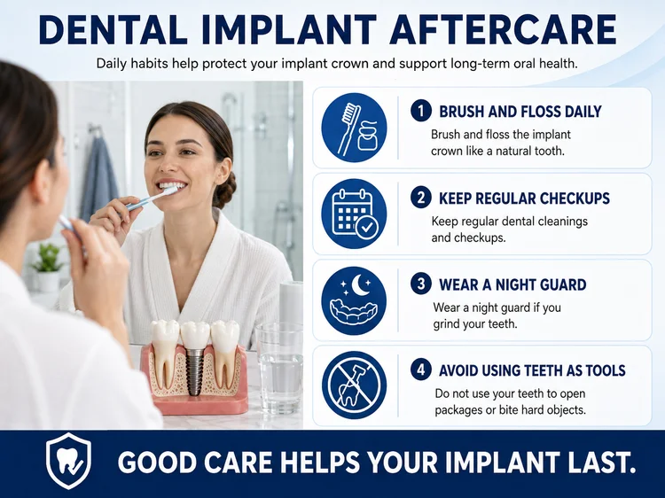 A picture showing dental implants aftercare tips