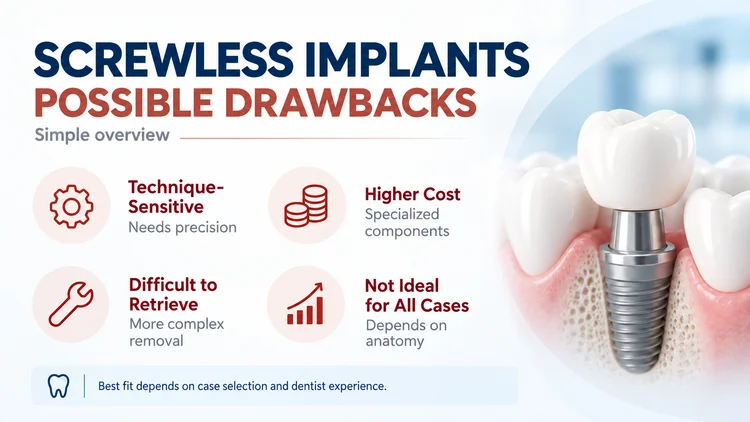 a picture about screwless implants possible drawbacks